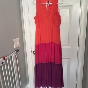 Julian Taylor Orange and Pink Maxi Dress NWOT